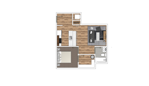a floor plan of a house with a wooden floor